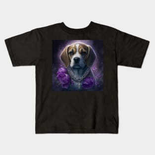 Beagle With Purple Roses Kids T-Shirt